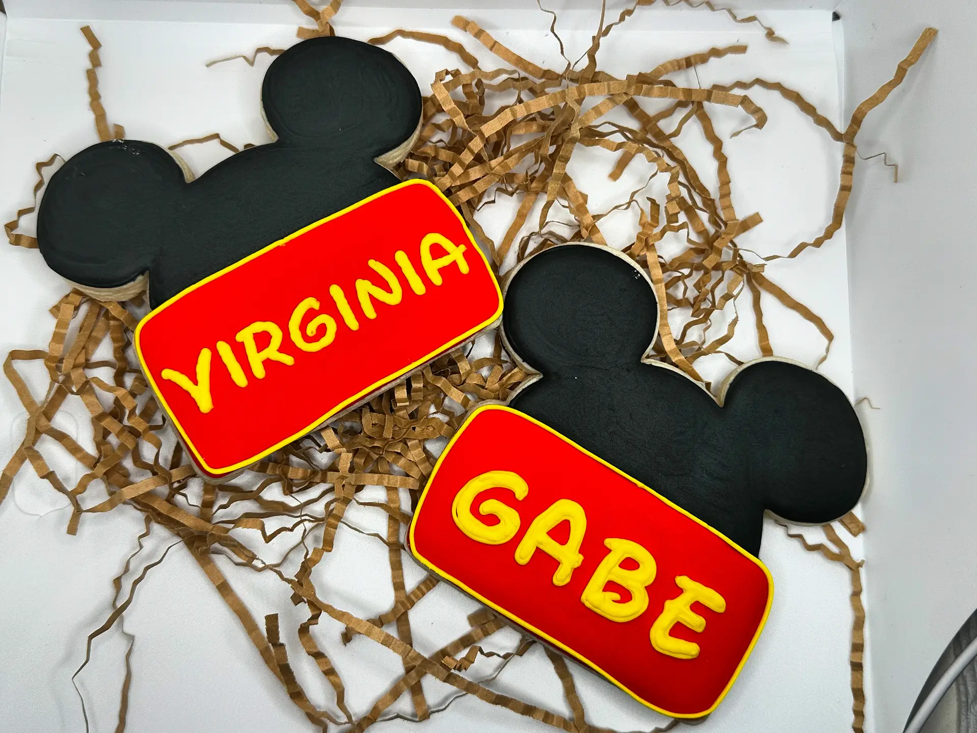 Customizable Mouse Ear Name Plaque Sugar Cookies available for $6 each